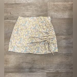 La Hearts Yellow and Blue Floral Mini Skirt